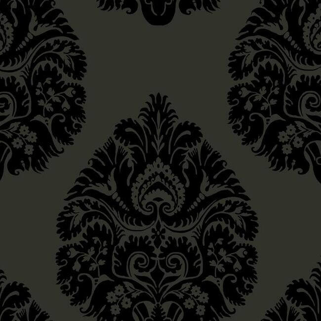 teardrop-damask-black-wallpaper-york-wallcoverings-kt2144 - York Wallcoverings Wallpaper