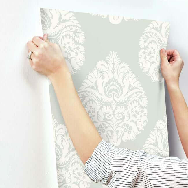 teardrop-damask-light-grey-wallpaper-york-wallcoverings-kt2145 - York Wallcoverings Wallpaper