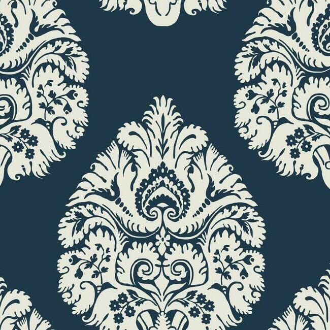 teardrop-damask-navy-wallpaper-york-wallcoverings-kt2143 - York Wallcoverings Wallpaper