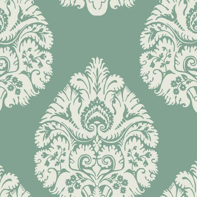 teardrop-damask-teal-wallpaper-york-wallcoverings-kt2146 - York Wallcoverings Wallpaper