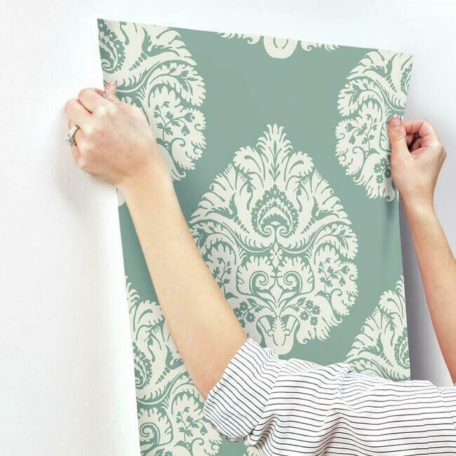 teardrop-damask-teal-wallpaper-york-wallcoverings-kt2146 - York Wallcoverings Wallpaper