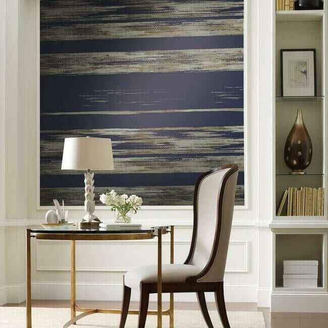 Horizontal Dry Brush Navy Wallpaper - York Wallcoverings - KT2154 - York Wallcoverings Wallpaper