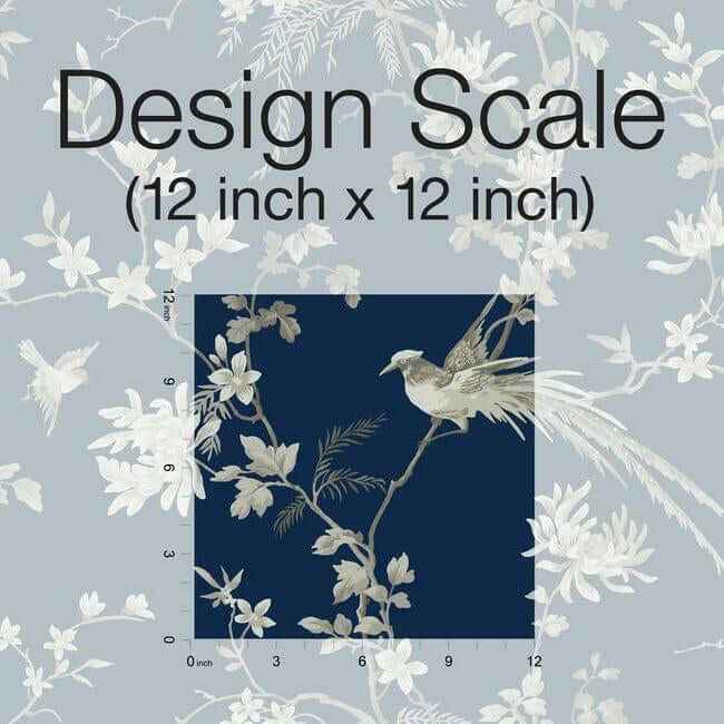 Bird & Blossom Chinoserie Blue Wallpaper - York Wallcoverings - KT2171 - York Wallcoverings Wallpaper