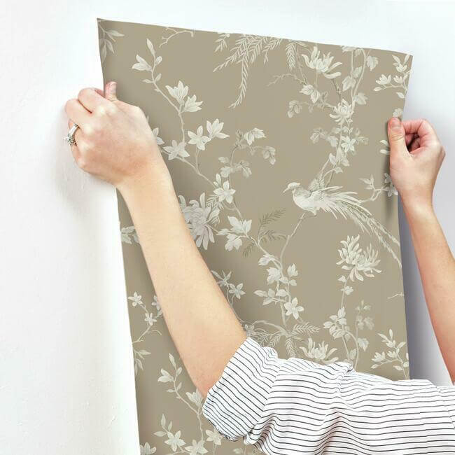 bird-blossom-chinoserie-brown-wallpaper-york-wallcoverings-kt2172 - York Wallcoverings Wallpaper