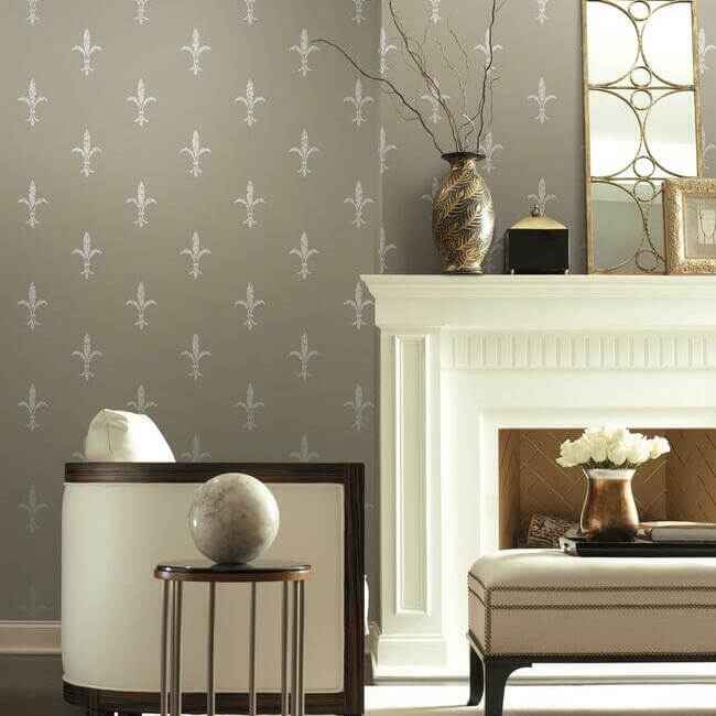 Fleur De Lis Cream Wallpaper - York Wallcoverings - KT2195 - York Wallcoverings Wallpaper