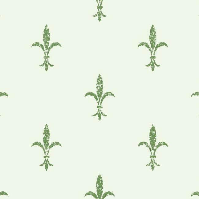 fleur-de-lis-white-green-wallpaper-york-wallcoverings-kt2194 - York Wallcoverings Wallpaper