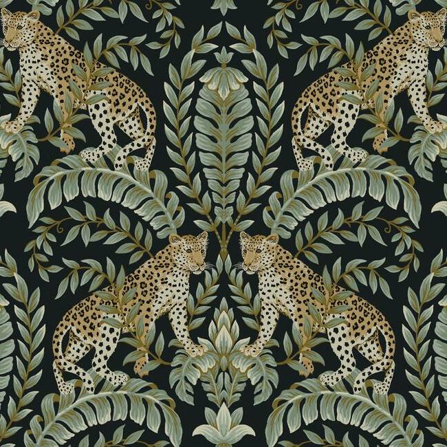 jungle-leopard-wallpaper-black-green-york-wallcoverings-kt2205