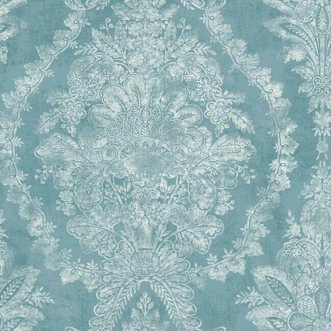 charleston-damask-blue-wallpaper-york-wallcoverings-kt2213 - York Wallcoverings Wallpaper