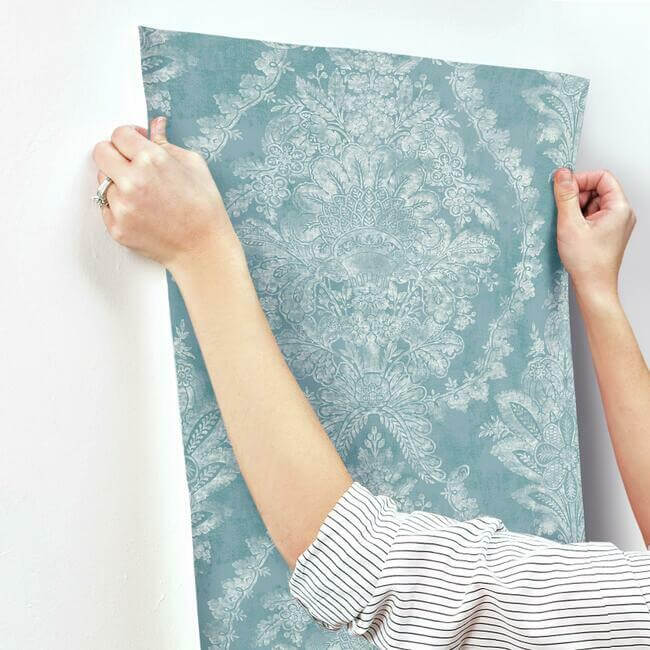 charleston-damask-blue-wallpaper-york-wallcoverings-kt2213 - York Wallcoverings Wallpaper