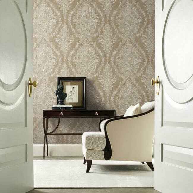 Charleston Damask Bronze Wallpaper - York Wallcoverings - KT2217