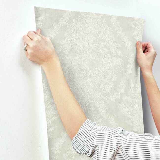Charleston Damask Cream Wallpaper - York Wallcoverings - KT2214 - York Wallcoverings Wallpaper