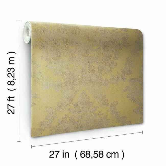 Charleston Damask Yellow Wallpaper - York Wallcoverings - HS7956 - York Wallcoverings Wallpaper