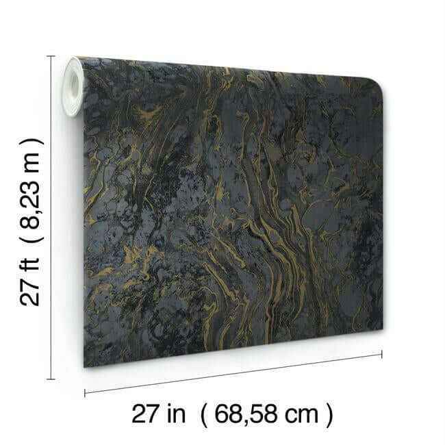 Polished Marble Black Wallpaper - York Wallcoverings - KT2224 - York Wallcoverings Wallpaper