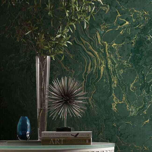 Polished Marble Green Wallpaper - York Wallcoverings - KT2222 - York Wallcoverings Wallpaper
