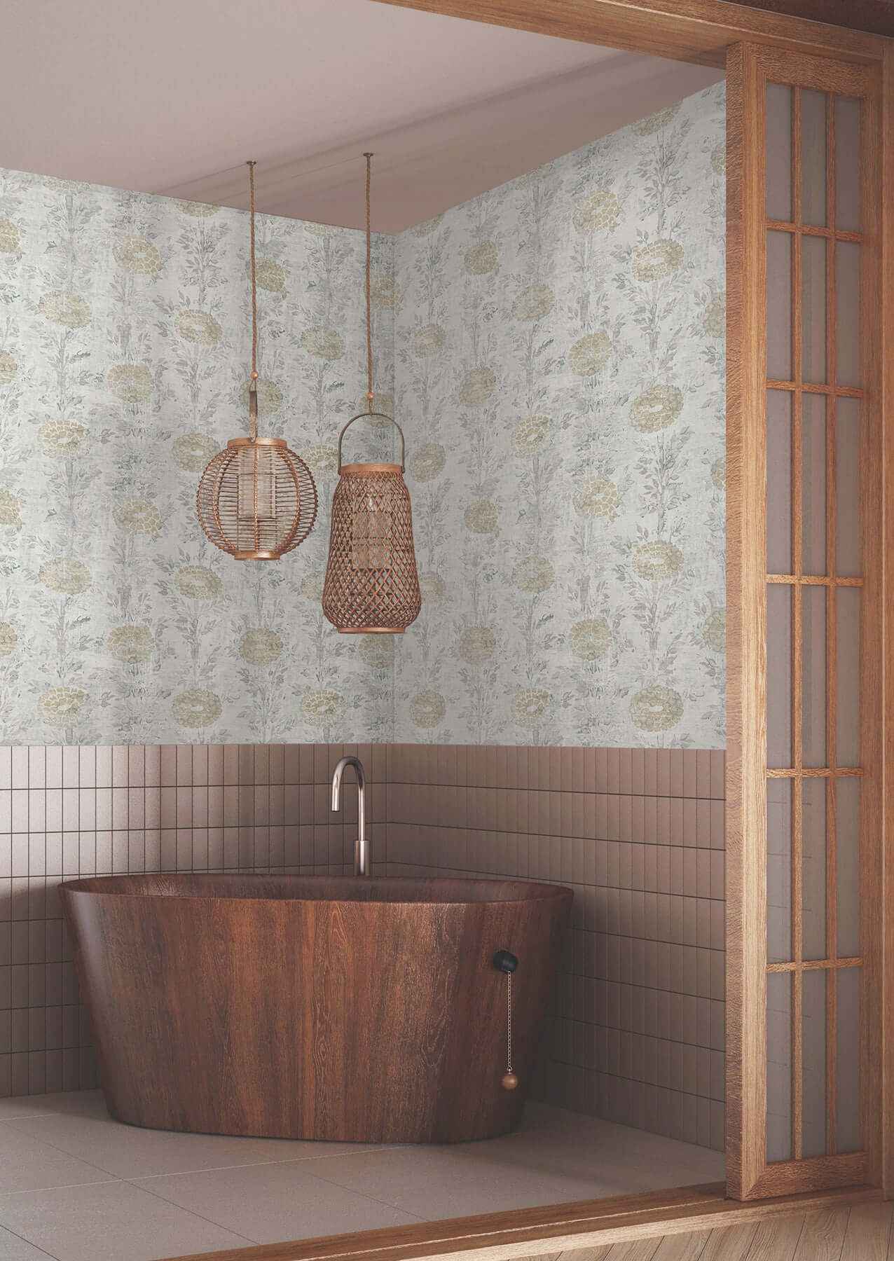 French Marigold White & Gold Wallpaper - York Wallcoverings - AF6516 - York Wallcoverings Wallpaper