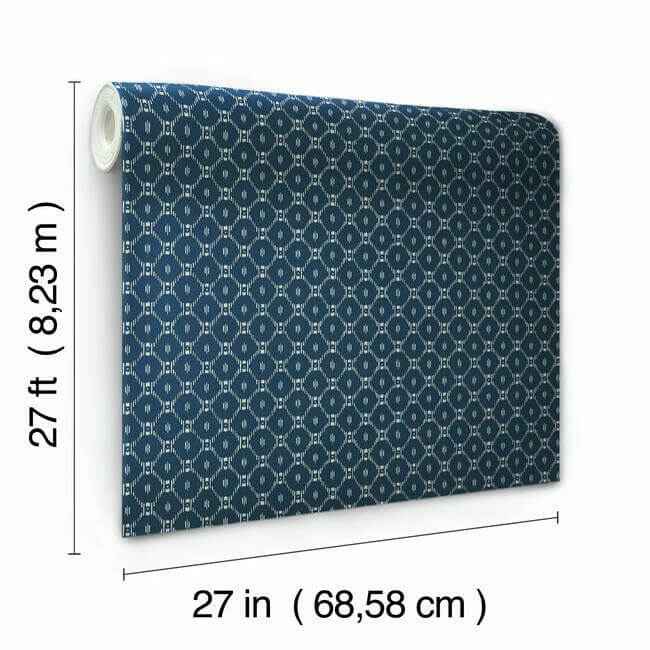 Fretwork Blue Wallpaper - York Wallcoverings - AF6528 - York Wallcoverings Wallpaper