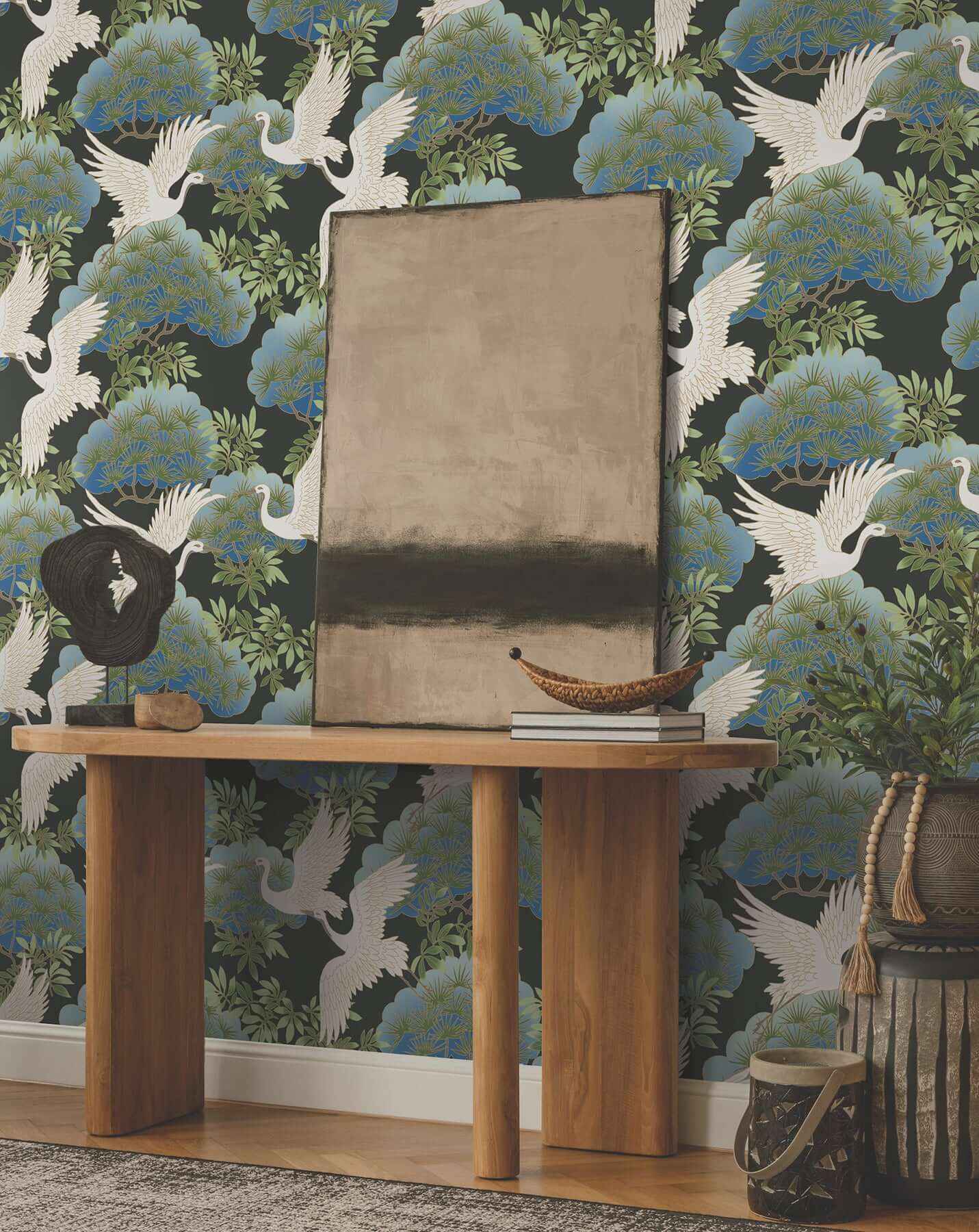 Sprig & Heron Black Wallpaper - York Wallcoverings - AF6593 - York Wallcoverings Wallpaper