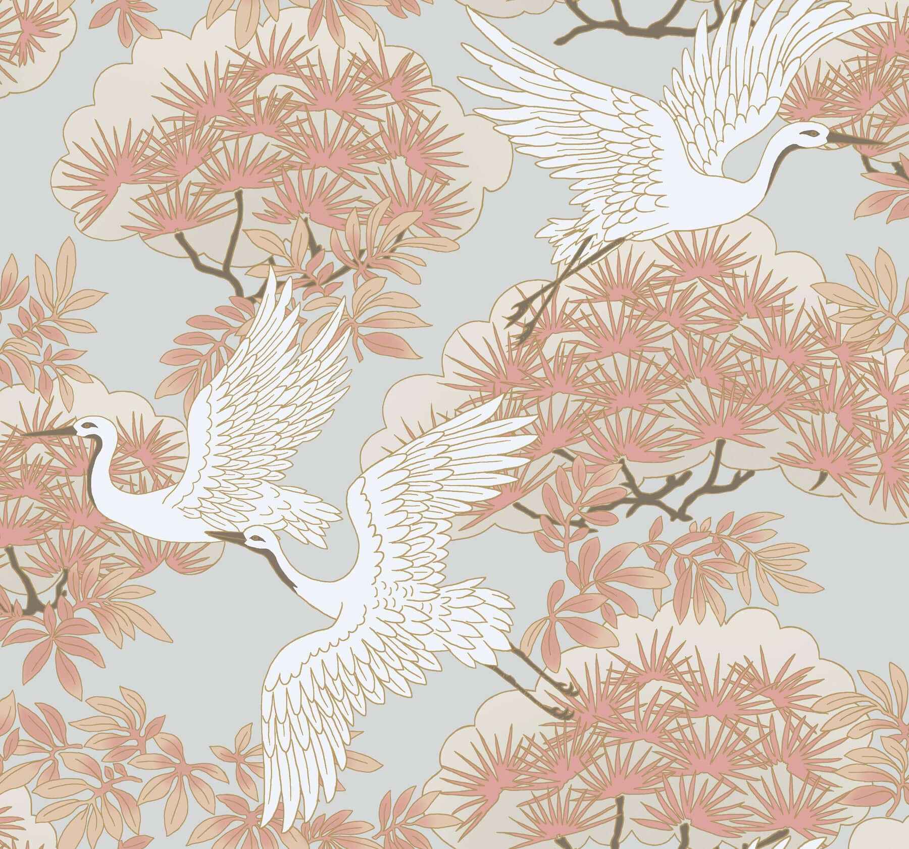 Sprig & Heron Coral Wallpaper - York Wallcoverings - AF6590