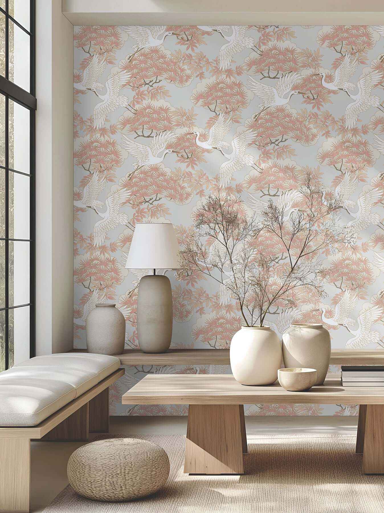 Sprig & Heron Coral Wallpaper - York Wallcoverings - AF6590 - York Wallcoverings Wallpaper