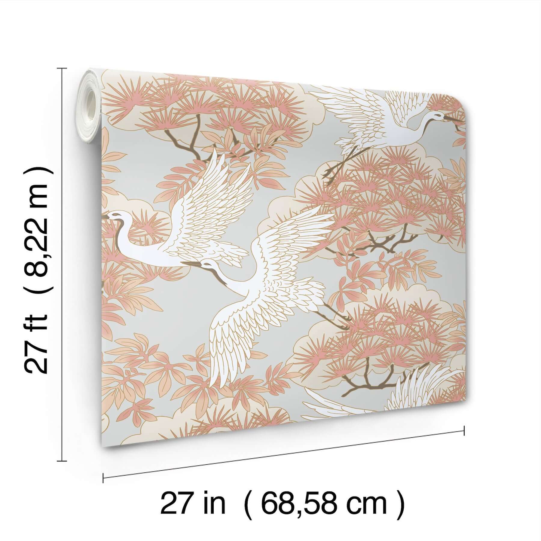 sprig-heron-wallpaper-coral-york-wallcoverings-af6590 - York Wallcoverings Wallpaper