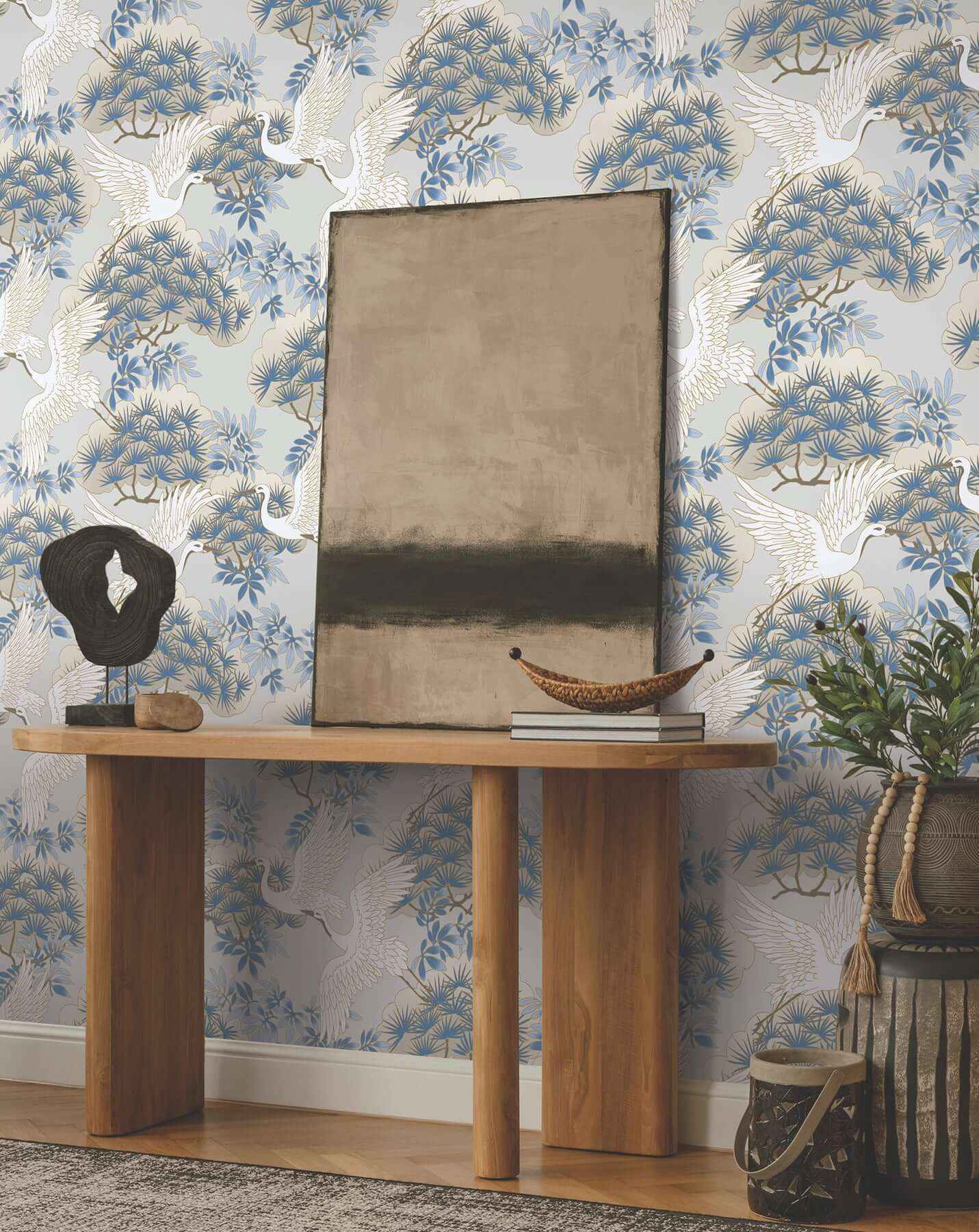 Sprig & Heron Light Blue Wallpaper - York Wallcoverings - AF6591 - York Wallcoverings Wallpaper