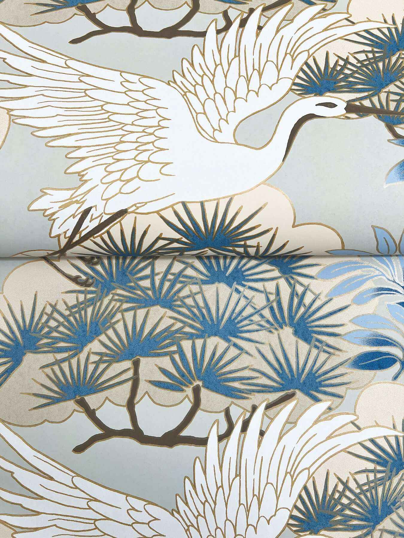 Sprig & Heron Light Blue Wallpaper - York Wallcoverings - AF6591 - York Wallcoverings Wallpaper