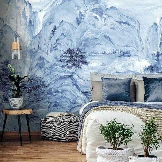 Misty Mountain Blue Wall Mural - York Wallcoverings - AF6598M - York Wallcoverings Wallpaper
