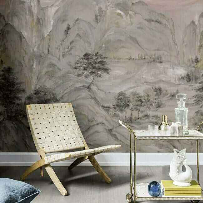 Misty Mountain Taupe Wall Mural - York Wallcoverings - AF6597M - York Wallcoverings Wallpaper