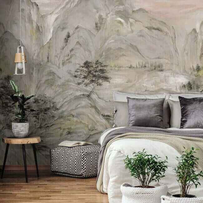 Misty Mountain Taupe Wall Mural - York Wallcoverings - AF6597M - York Wallcoverings Wallpaper