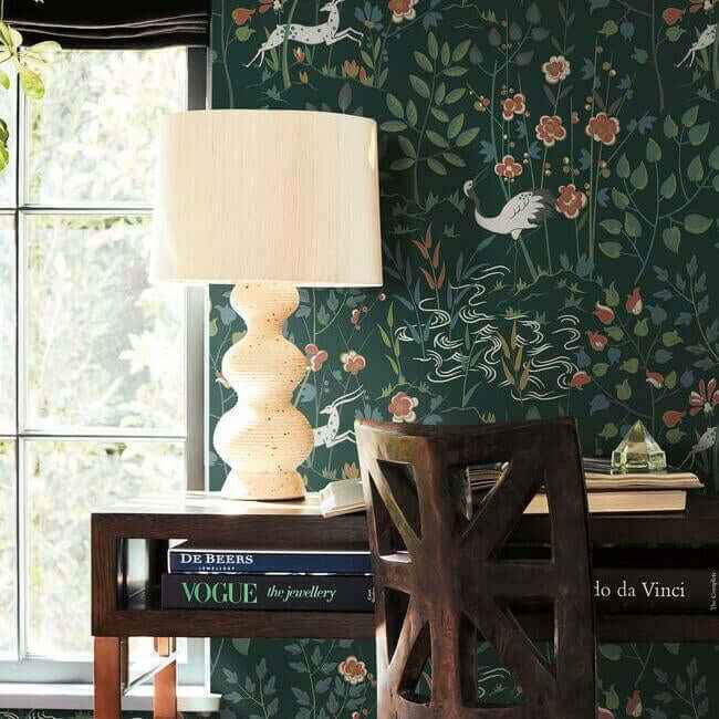Aspen Dark Green Wallpaper - York Wallcoverings - HO2126 - York Wallcoverings Wallpaper