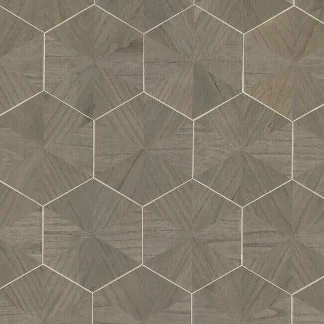 Hexagram Wood Veneer Brown Wallpaper - York Wallcoverings - HO2102 - York Wallcoverings Wallpaper