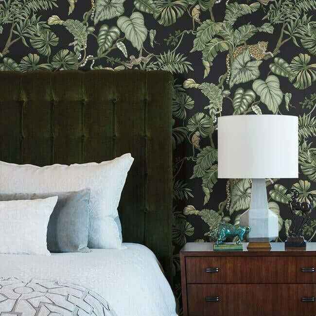 Jungle Cat Black Wallpaper - York Wallcoverings - HO2143 - York Wallcoverings Wallpaper