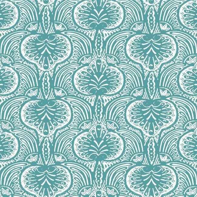 Lotus Palm Aqua Wallpaper - York Wallcoverings - HO2151 - York Wallcoverings Wallpaper