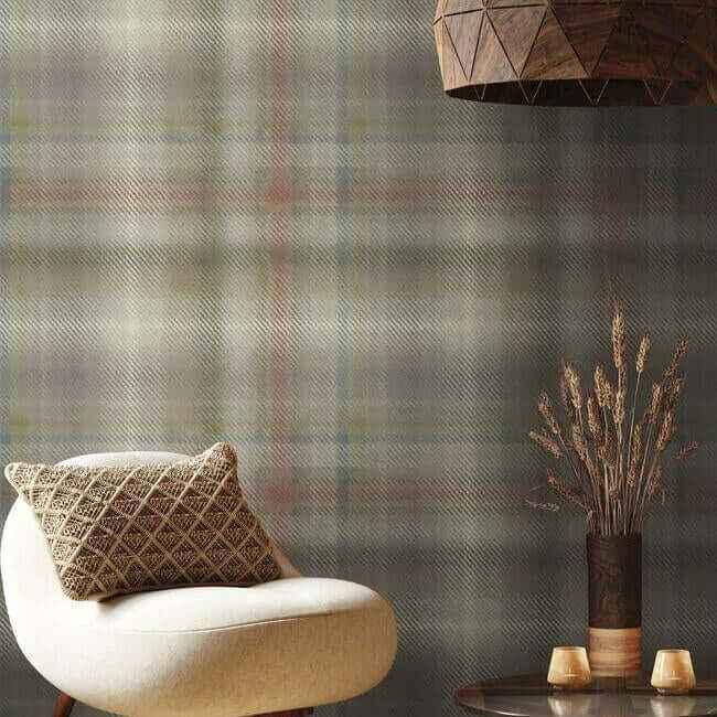 Sterling Plaid Neutral Wallpaper - York Wallcoverings - HO2156 - York Wallcoverings Wallpaper