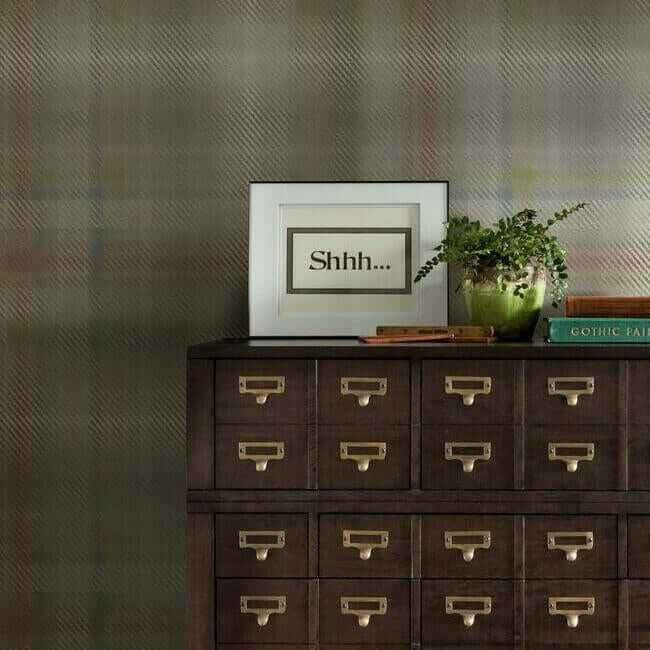 Sterling Plaid Neutral Wallpaper - York Wallcoverings - HO2156 - York Wallcoverings Wallpaper