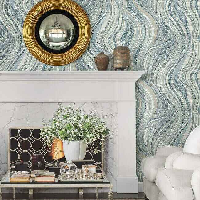 Streaming Cheetah Blue Wallpaper - York Wallcoverings - HO2173 - York Wallcoverings Wallpaper