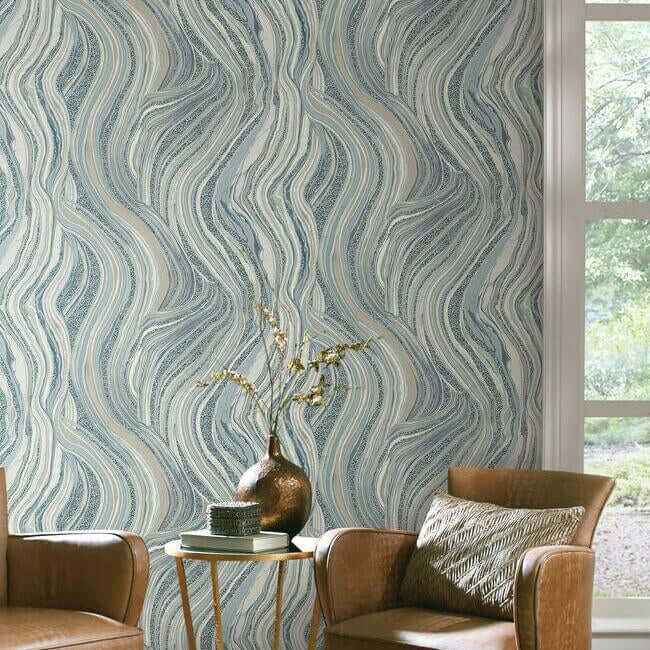 Streaming Cheetah Blue Wallpaper - York Wallcoverings - HO2173 - York Wallcoverings Wallpaper