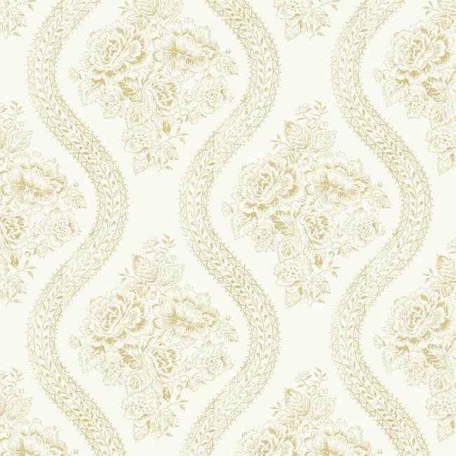 Coverlet Floral Yellow Wallpaper - York Wallcoverings - MH1602 - York Wallcoverings Wallpaper