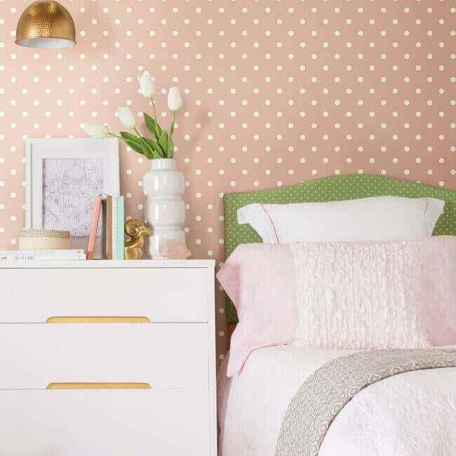 Dots on Dots White & Pink Wallpaper - York Wallcoverings - MH1574 - York Wallcoverings Wallpaper