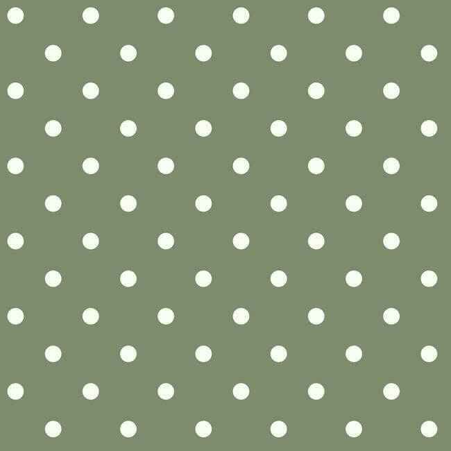 Dots on Dots White & Green Wallpaper - York Wallcoverings - MH1580