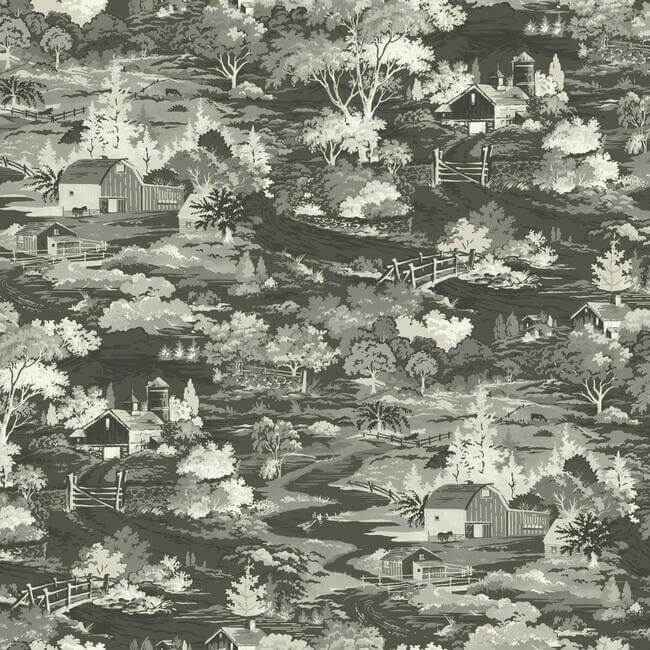 Homestead Black & Grey Wallpaper - York Wallcoverings - MH1500