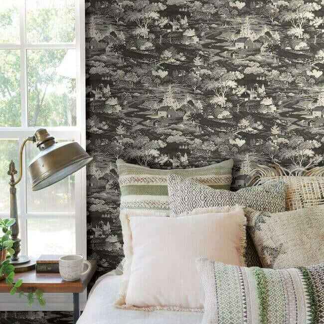 Homestead Black & Grey Wallpaper - York Wallcoverings - MH1500 - York Wallcoverings Wallpaper