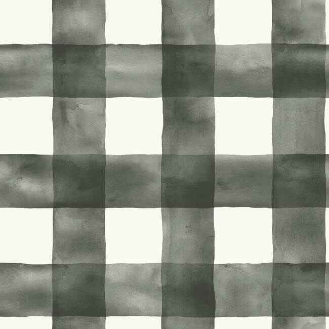 Watercolor Check Black & White Wallpaper - York Wallcoverings - MH1516
