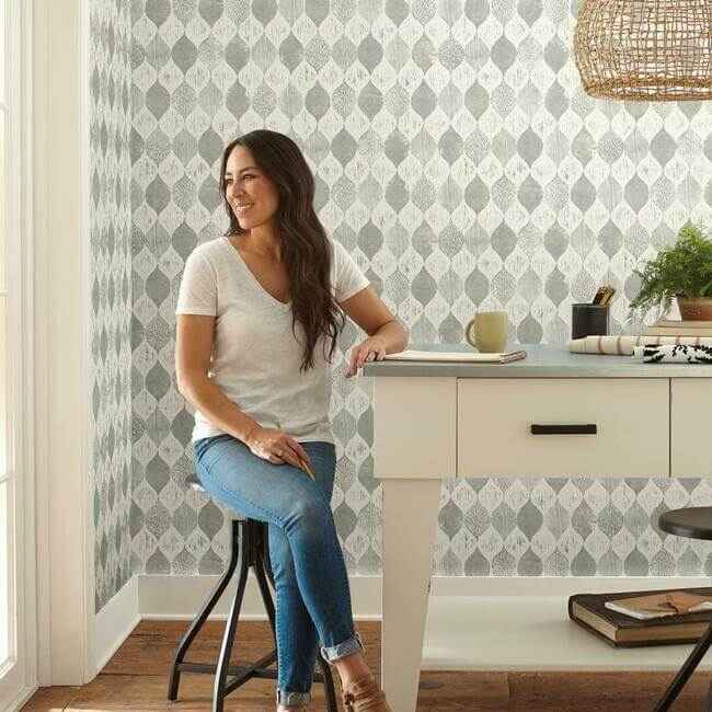 Garden Trowel Woodblock Print Grey Wallpaper - York Wallcoverings - ME1564 - York Wallcoverings Wallpaper