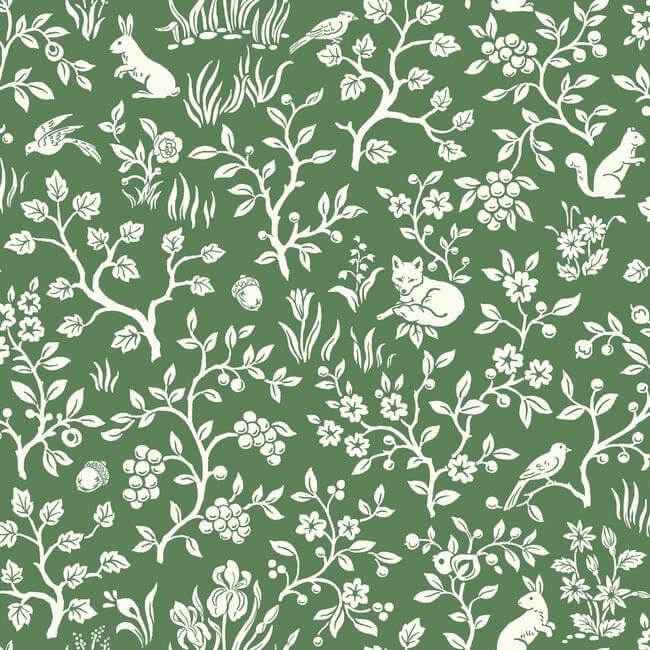 Fox & Hare Forest Green Wallpaper - York Wallcoverings - ME1573 - York Wallcoverings Wallpaper