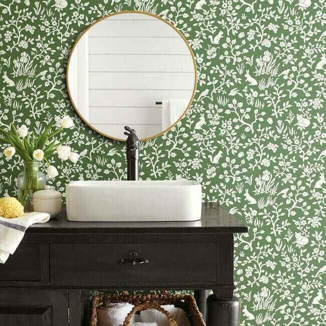Fox & Hare Forest Green Wallpaper - York Wallcoverings - ME1573 - York Wallcoverings Wallpaper