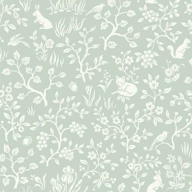 Fox & Hare Green Wallpaper - York Wallcoverings - MK1111