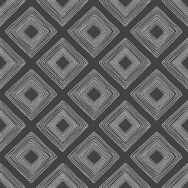 Diamond Sketch White & Black Wallpaper - York Wallcoverings - ME1576