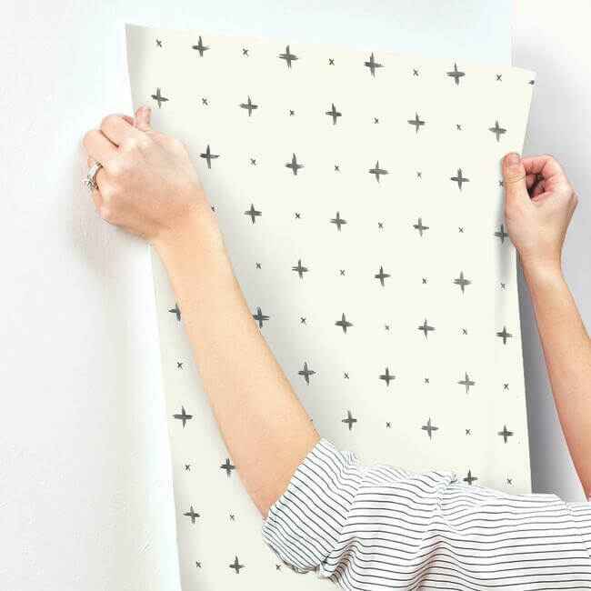 Cross Stitch Black Wallpaper - York Wallcoverings - MK1100 - York Wallcoverings Wallpaper