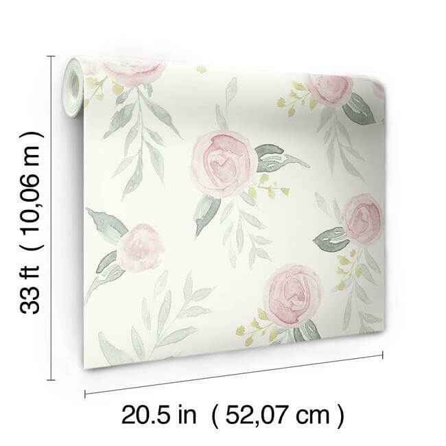 Watercolor Roses Pink Wallpaper - York Wallcoverings - MK1125 - York Wallcoverings Wallpaper